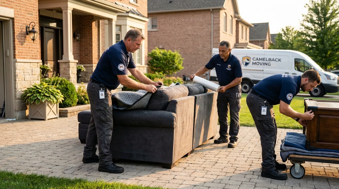 Large estate moving crew wrapping furniture in Jamestown, KY