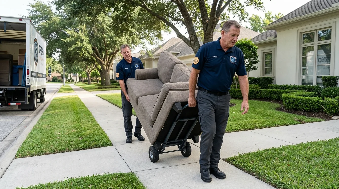 Local residential moving crew loading furniture in Jamestown, KY